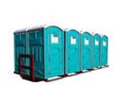 10 Toiletter på containerramme L: 6m. B: 2,5m. H: 2,5m