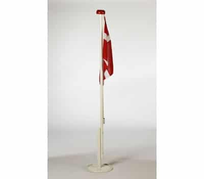 Flagstang m. rund metalfod & dannebrogsflag H. 195 cm,