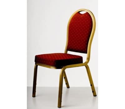 guld banquetstol med rødt sæde og ryg