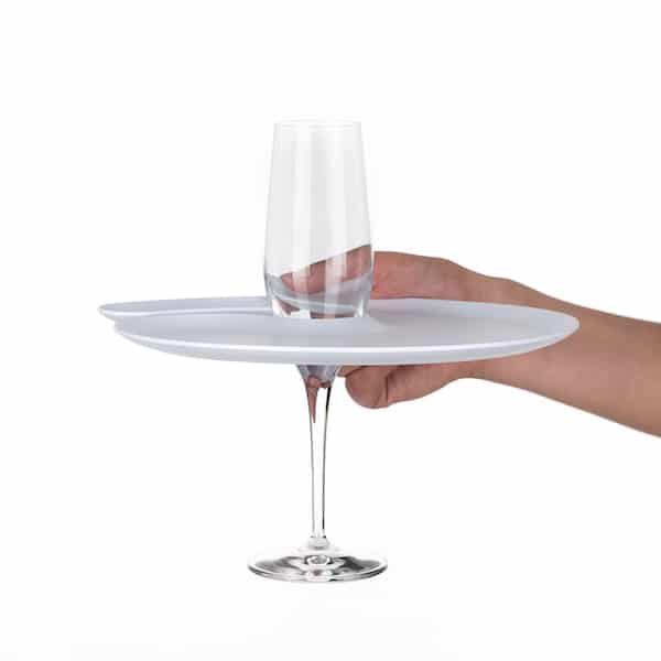 hvid 1handplate med champagneglas